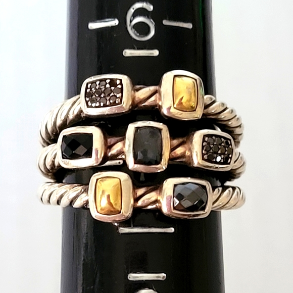David Yurman Hematite Diamond Onyx Confetti Ring - Picture 3 of 8